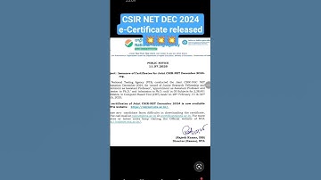 CSIR NET DEC 2024 E CERTIFICATE RELEASED 💥💥💥💥