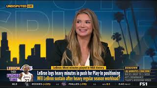 UNDISPUTED | Skip Bayless reacts LeBron logs heavy minutes in push for Play-In positioning