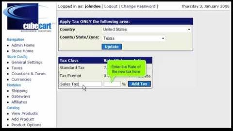 How to configure sales tax in CubeCart   Legend Eye