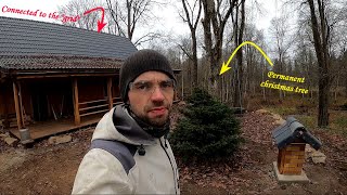 Planting a Christmas tree & hooking up power to the cabin