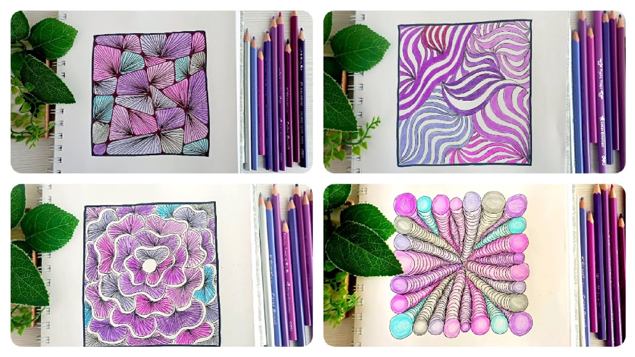 #37 Purple Colour | Doodle Art Therapy 🌷 - YouTube