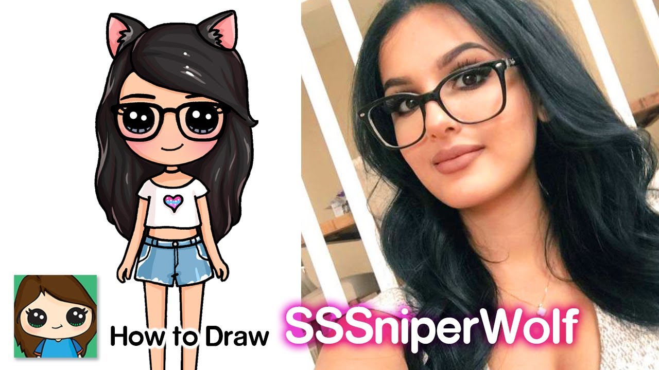 How to Draw SSSniperWolf | Famous YouTuber - YouTube