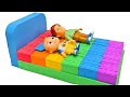 Learn How To Make Rainbow Bed for Cocomelon JJ &amp; Dad with Kinetic Sand | Learning Video for Kids