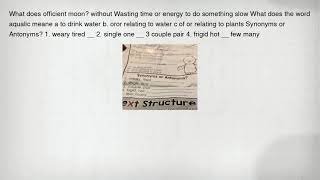 What does officient moon? without Wasting time or energy to do something slow What does the word aqu