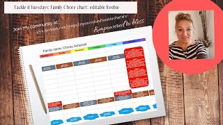 Free Editable Family Chore Chart Video tutorial and PDF Download