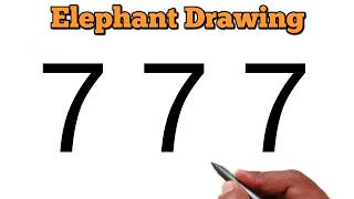 How To Draw An Elephant Using Number 77 🐘 Easy Drawing