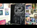 How To PAINT AN OWL On A Black Canvas / LONGER VERSION!! - step by step