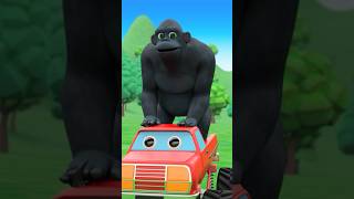 Gorilla Funny Cartoon Video Ride On Monster Truck #gorilla #shortsfeed #cartoon #truck #shorts