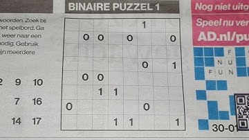 (#2249) Saturday. Binary01 Sudoku puzzle. Bonus Extra edition. 01-30-2021 Extra part 3 of 4