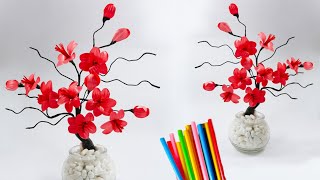 cara membuat bunga sakura dari sedotan plastik | DIY pretty flower ideas