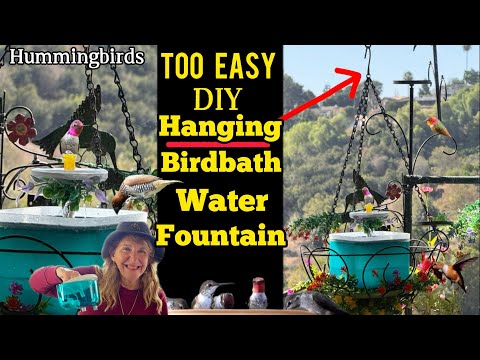 Hanging Birdbath Hummingbird Fountain Attracts Hummingbirds & Wild Birds EASY DIY Solar Powered /USB
