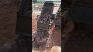 Excellent Work Dump Trucks Dumping Huge Stones Land Fill &amp; Clearing Mud #Short