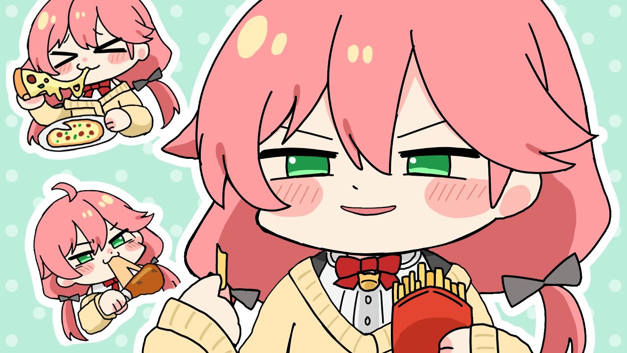 【手描き】アメリカでジャンクフードばかり食べるみこち【さくらみこ/ホロライブ/切り抜き】