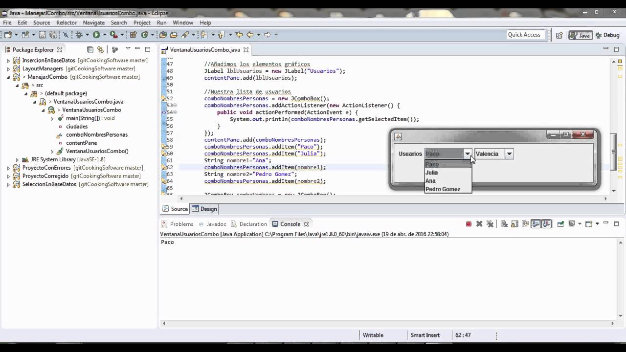 Java swing jcombobox listener tu profesor cooking software youtube