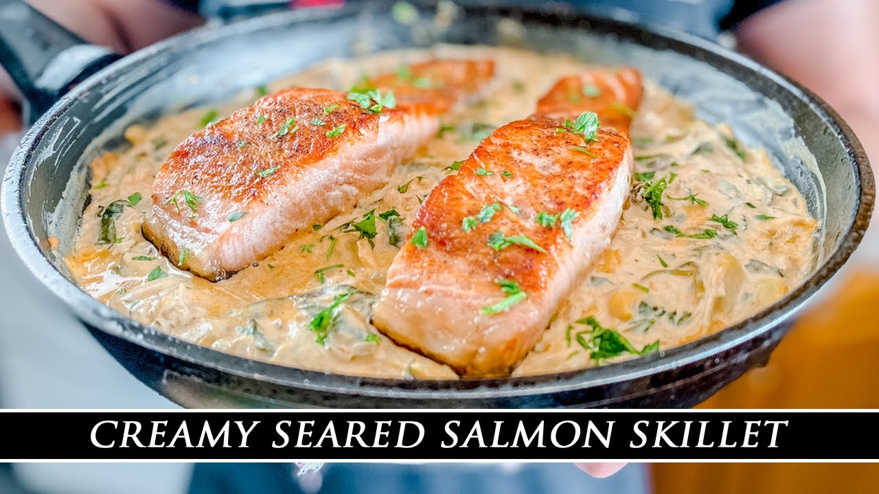 Creamy Salmon Skillet with Spinach & Artichokes