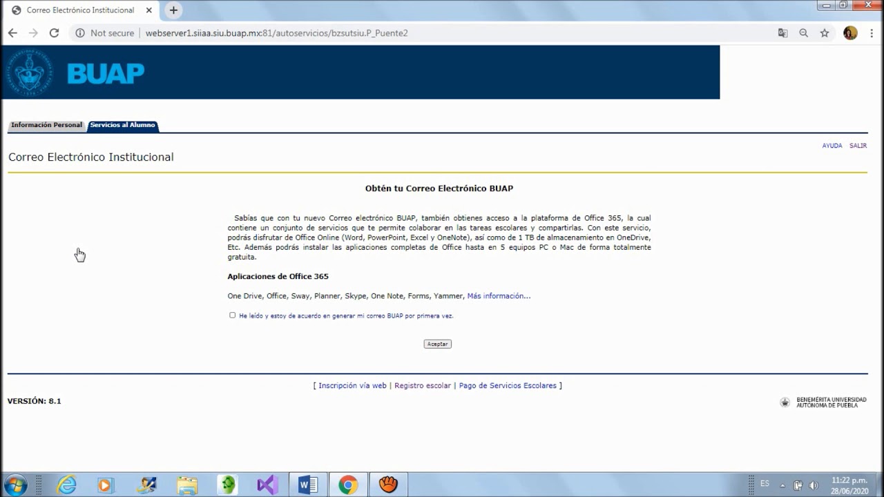 Solicitud Correo Institucional YouTube
