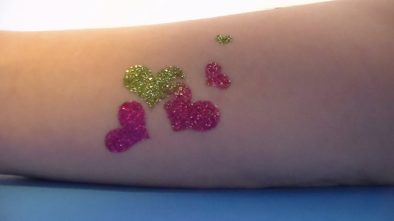 Body Art Glitter Heart Tattoos by Tulip YouTube
