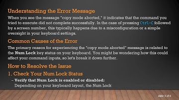 Understanding the "copy mode aborted" Error in GNU Screen