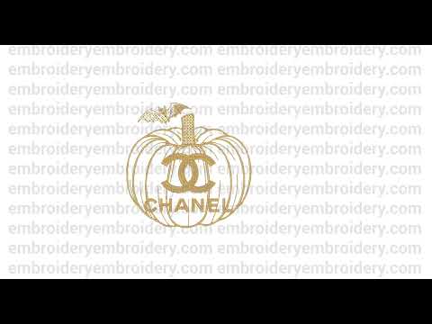 Chanel Halloween pumpkin logo machine embroidery designs instant downloads