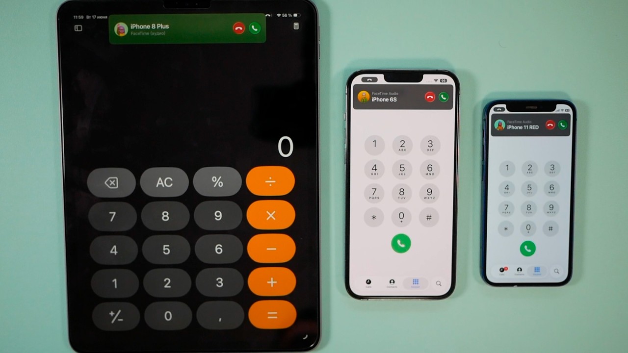 New iPad OS 26 + vs + New iOS 26 FaceTime Incoming Call iPhone 13 Pro Max +iPhone 12 mini + iPad Pro