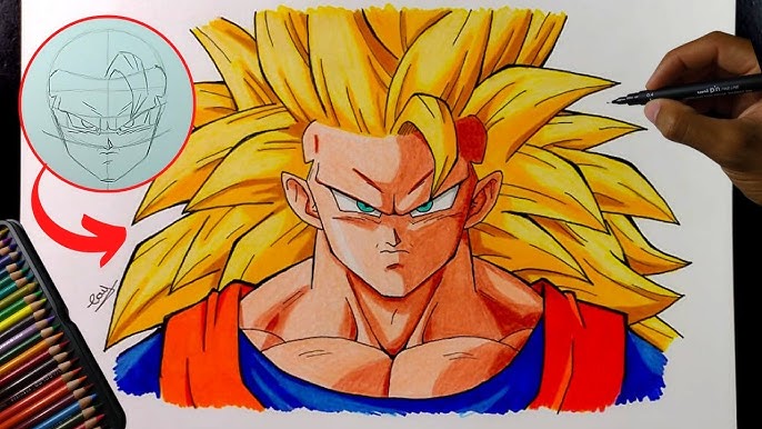 Como desenhar o Goku Super Sayajin 4 Dourado 