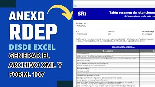 RDEPex | Generar el archivo XML del RDEP y subirlo al DIMM del #sri Formularios 107