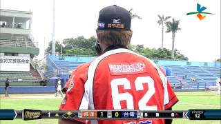 20140720-1 爆米花 威達vs台電 1上 余賢明深遠的二壘安打替威達先馳得點