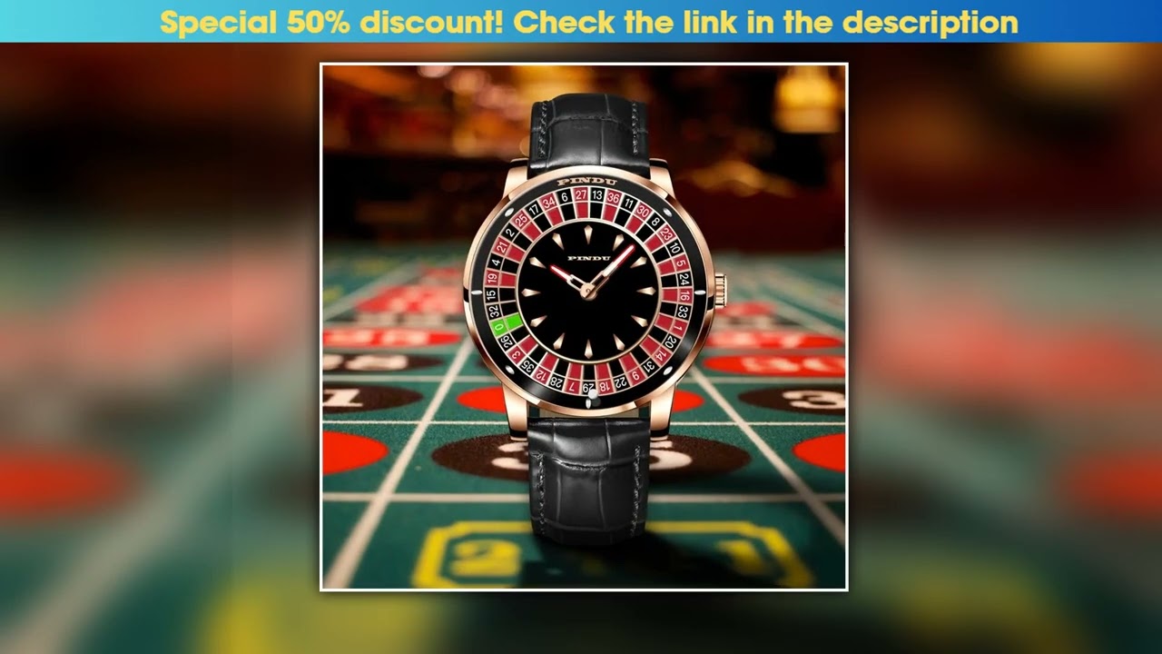 PINDU Design Mechanical Watch NH35 Movement Arabic numerals Rotating Dial Roulette Automatic Watch