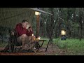 SOLO CAMPING In RAIN Cozy Relaxing Sounds Of Rain Tarp Shelter With My Dog ASMR