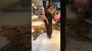 Vestido Fem. Bana Bana Mídi Drapeado Marrom Cacau