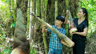 Adventure up on the mountain for sweet crunchy bamboo shoot | How to eat bamboo shoot in my homeland