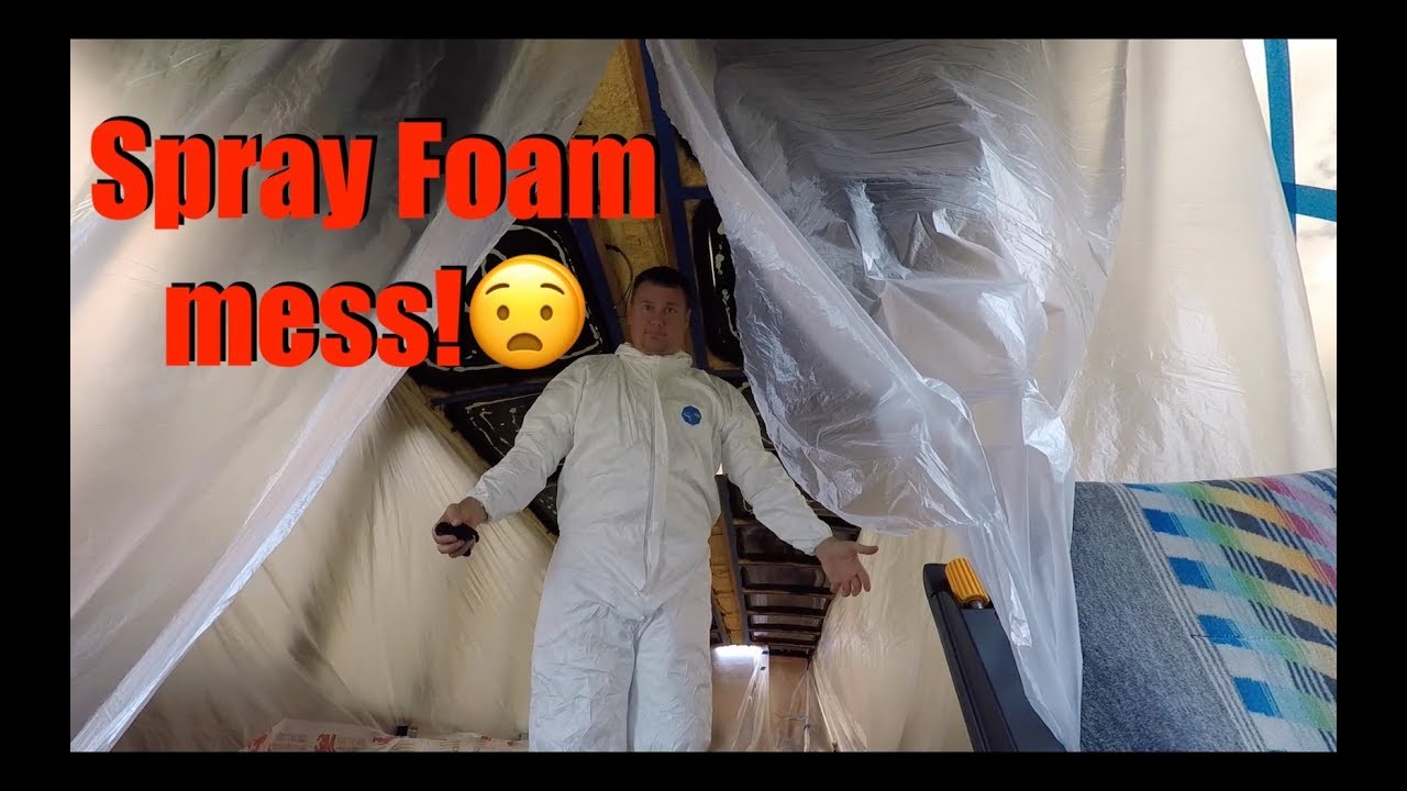 Prevost Bus Conversion, Spray Ceiling with Dow Foam Insulation Spray ...