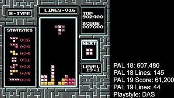 Clearing 19-1 on PAL with DAS - NES Tetris