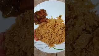 plain biriyan,i panner Manchurian, raita, salad,kesari.