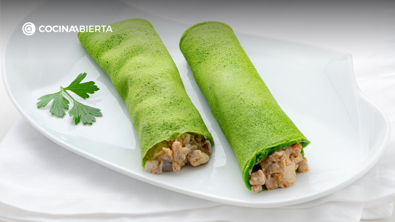 Crepes de espinacas con champiñones y panceta de Karlos Arguiñano
