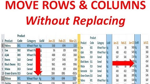 Move rows and Columns Without Replacing in Excel