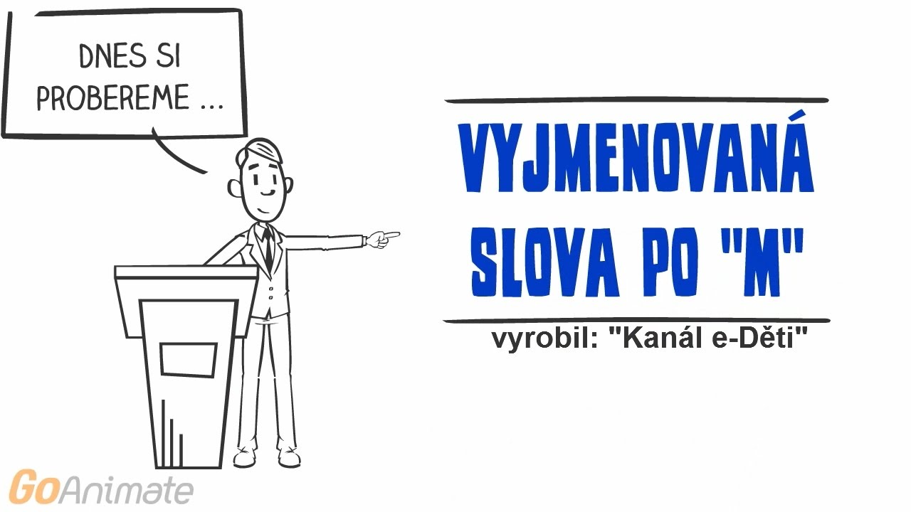 Český jazyk Vyjmenovaná slova po M Animované výukové HD video