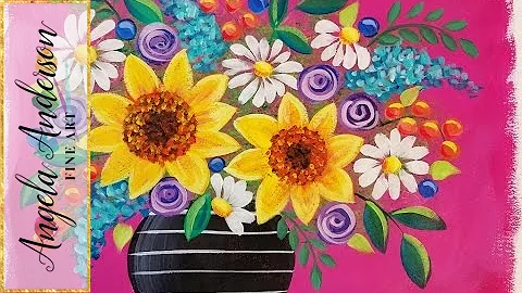 Easy Sunflowers & Daisies | Live Beginner Acrylic ...