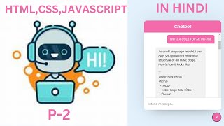 P-2 CREATE WORKING CHATBOT IN HTML CSS  AND JAVASCRIPT || CHATBOT HTML CSS JAVASCRIPT