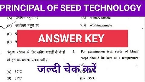 PRINCIPAL OF SEED TECHNOLOGY FULL ANSWER KEY