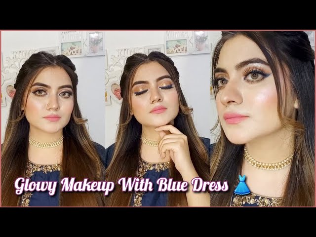 Makeup For Blue Dress Glittery And