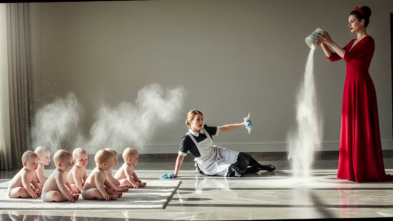 7 близнецов играли, пока мачеха не бросила мыльный порошок — и служанка упала, убирая