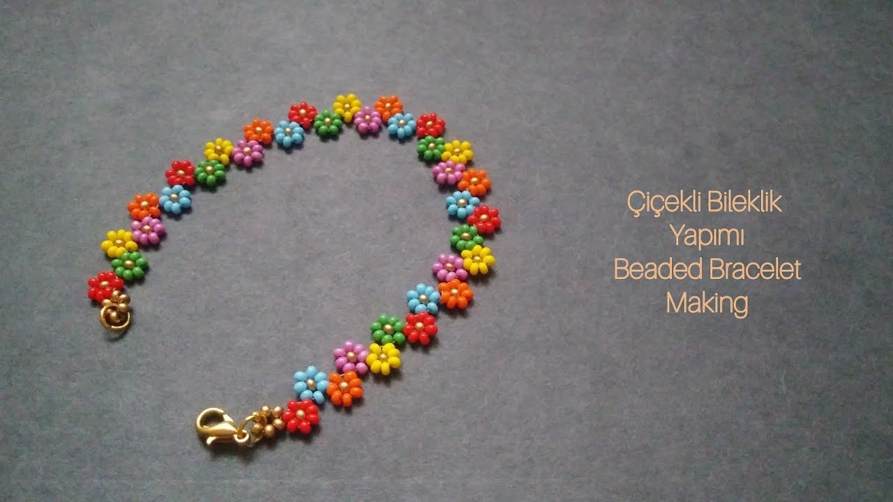 Kum Boncuktan Çiçek Bileklik Yapımı || Daisy Seedbead Bracelet || How to make seedbead bracelet?