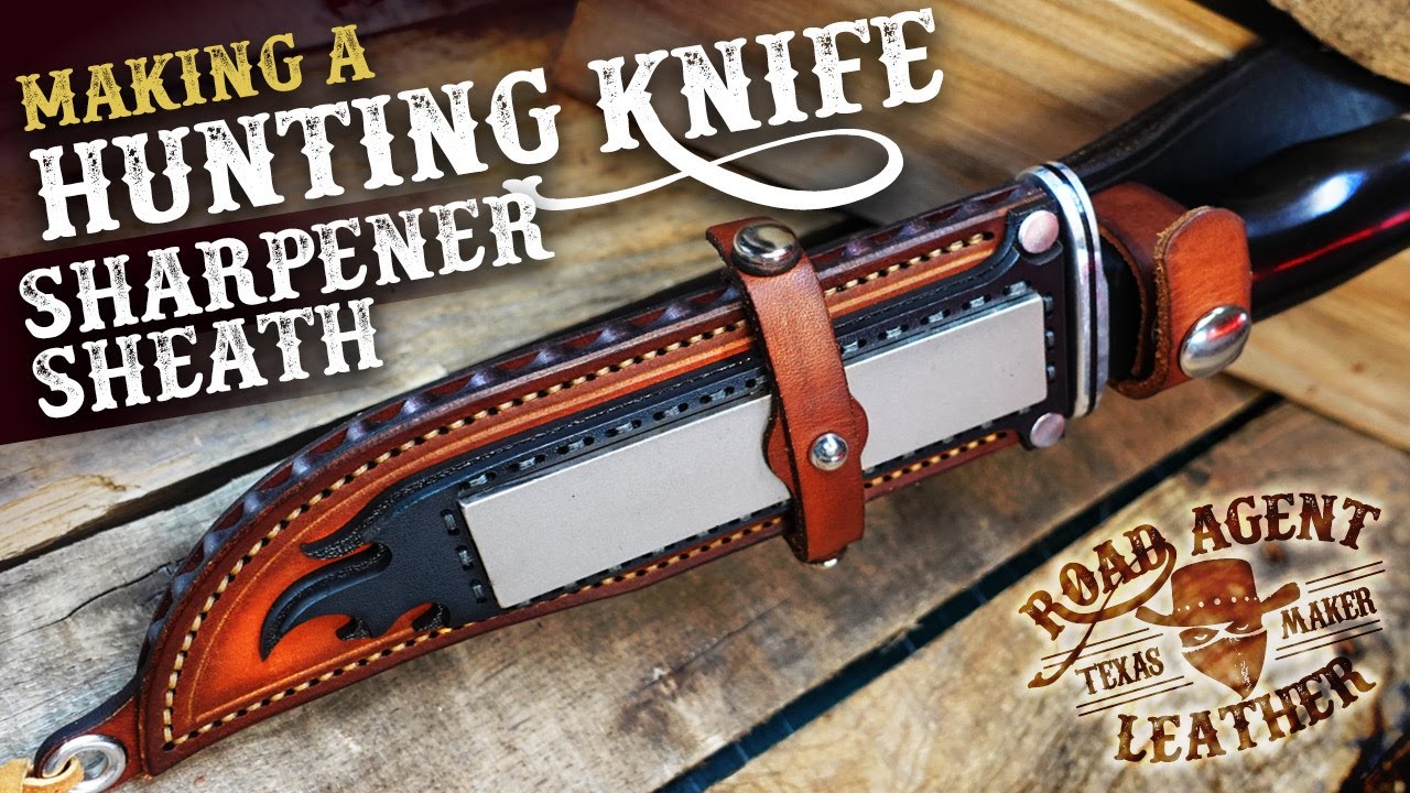 Making a Leather & Kydex Hunting Knife Sheath/Sharpener Combo Leather Working ASMR