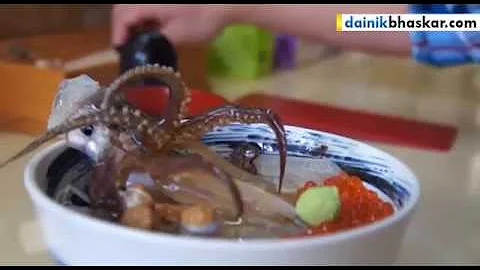 Japanese Delicacy: Live Octopus with Soy Sauce