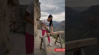 Pink Leggings Girl Builds an Impossible Luxury Cave House on a Cliff | Timelapse #shorts