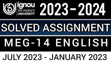 MEG-14 SOLVED ASSIGNMENT 2023-24 | MEG-14 SOLVED ASSIGNMENT 2023-24 IN ENGLISH | MEG-14