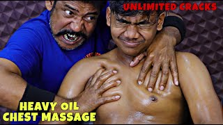 Heavy Oil Chest Massage by Asim Barber | Head Massage & Neck Cracking | Spine Cracking | SWAG ASMR