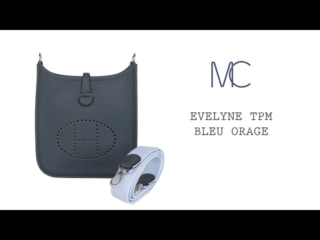 Hermes Evelyne TPM Bag Bleu Orage / Bleu Brume Clemence Palladium