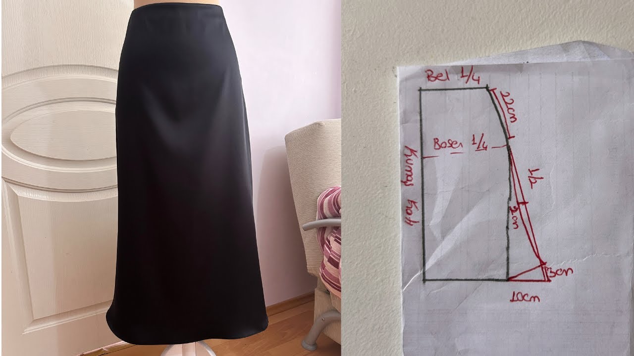 ✅ÇOK KOLAY SATEN KLOŞ ETEK KESİM/DİKİMİ  DİK GİY VE ÇIK✅ @pratikdikis7105#sewing